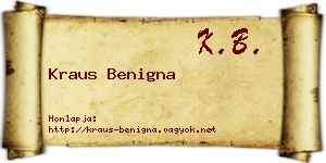 Kraus Benigna névjegykártya